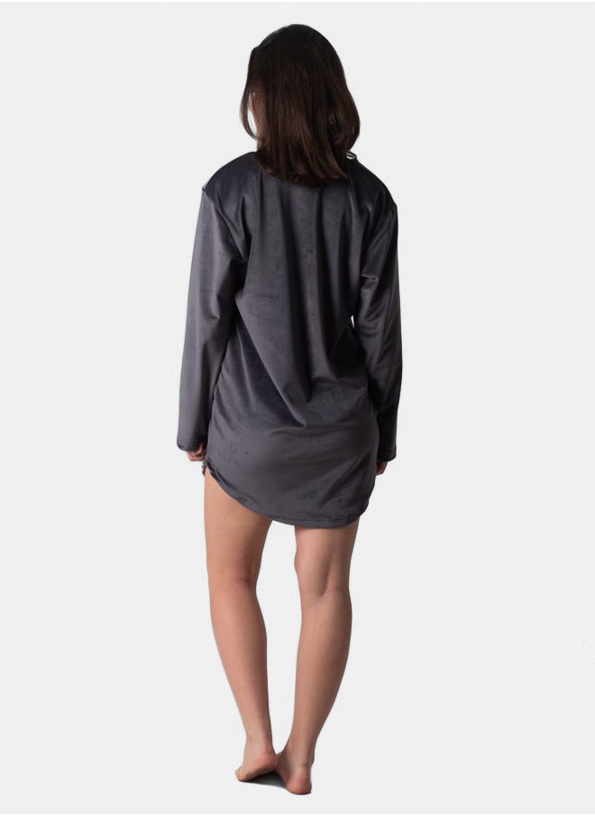 SHECHICK Regular Fit Short Lounge Dress Dark Grey  - Image 2
