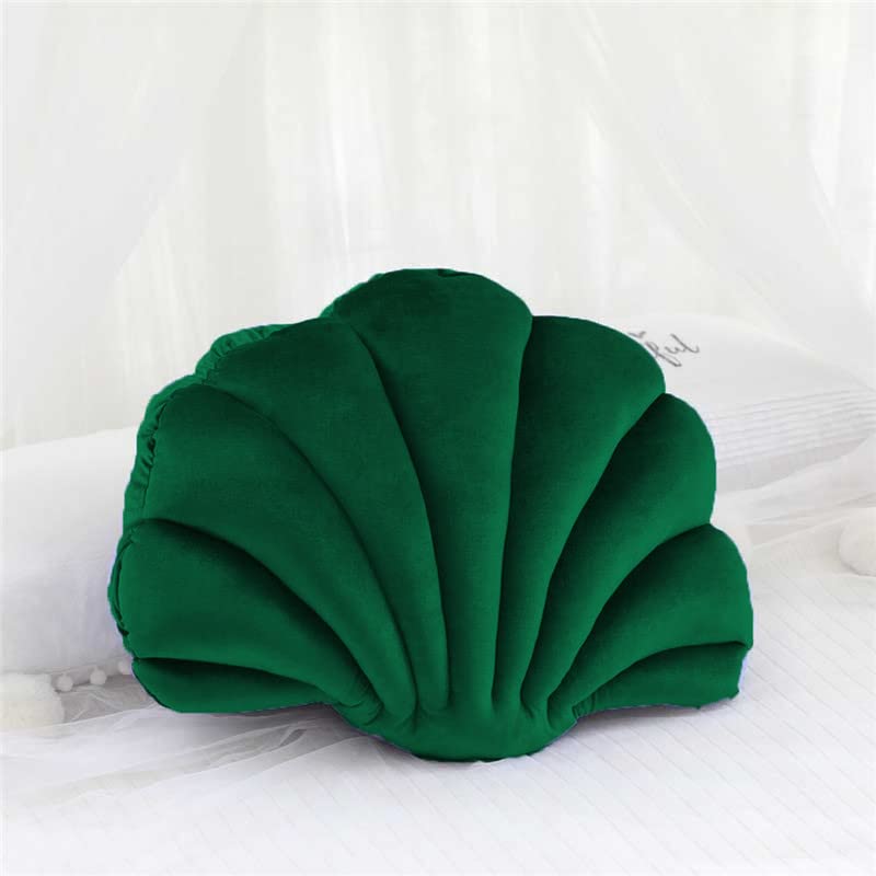 Peach Cuddle Seashell Decorative Cushion Pack of 1 Size 16x16 Inch Emerald Green Velvet Seashell Cushion for Home Decor Bedroom Living Room Nursery Luxury Cushion