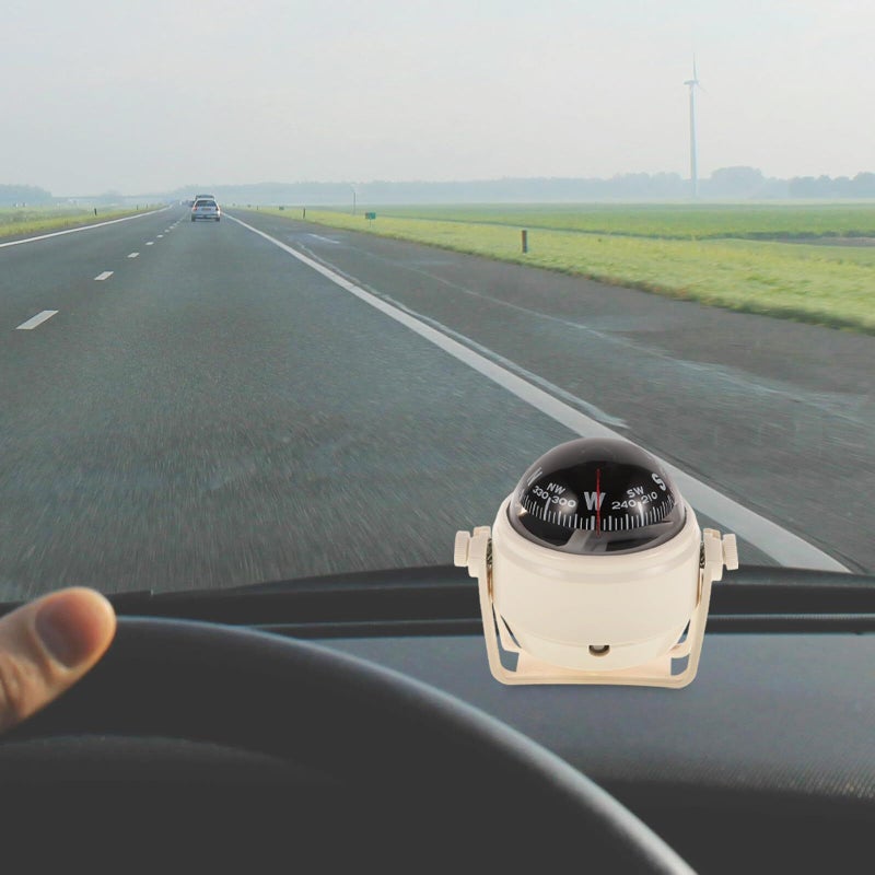 White Boat Compass Ball Mount for Car Truck Dashboard Outdoor Navigation Marine Use - Image 5