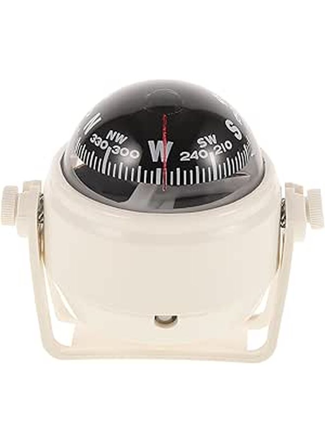 White Boat Compass Ball Mount for Car Truck Dashboard Outdoor Navigation Marine Use - Image 1