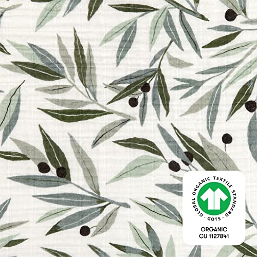 Babyletto 100% Organic Cotton Quilt, GOTS-Certified, 3-Layers of Ultra-Soft and Breathable Muslin - Olive Branches - Image 5