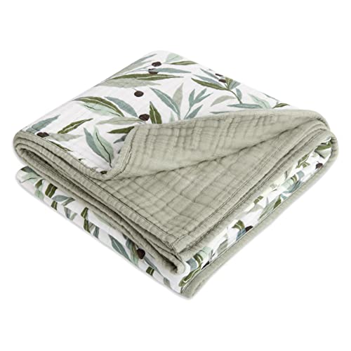 Babyletto 100% Organic Cotton Quilt, GOTS-Certified, 3-Layers of Ultra-Soft and Breathable Muslin - Olive Branches - Image 4