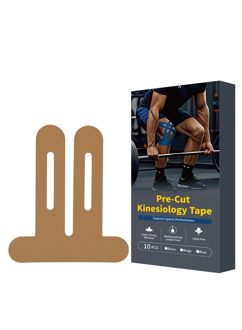10 Pcs Precut Kinesiology Tape for Knee Stability & Pain Relief, Waterproof Athletic Sports Tape - Breathable, Elastic, Hypoallergenic for Men & Women - Image 1