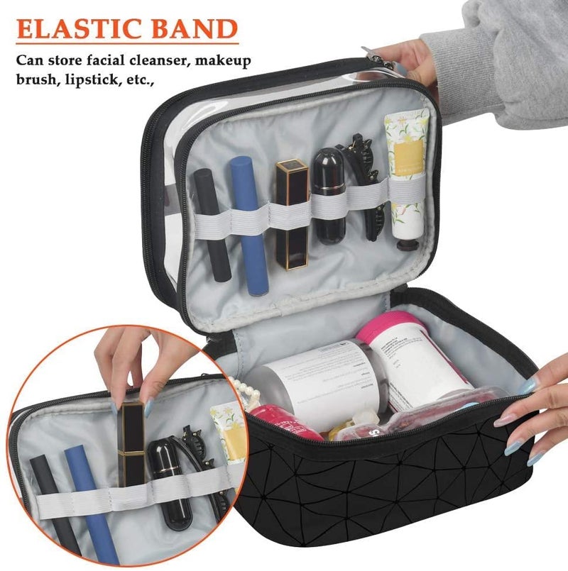 BESTOTTAM Makeup Pouch Travel Toiletry Cosmetic Bag Organizer for Women Toiletry Bag Pouch Cases Travel Pouch for Brush Makeup Holder Black - Image 4