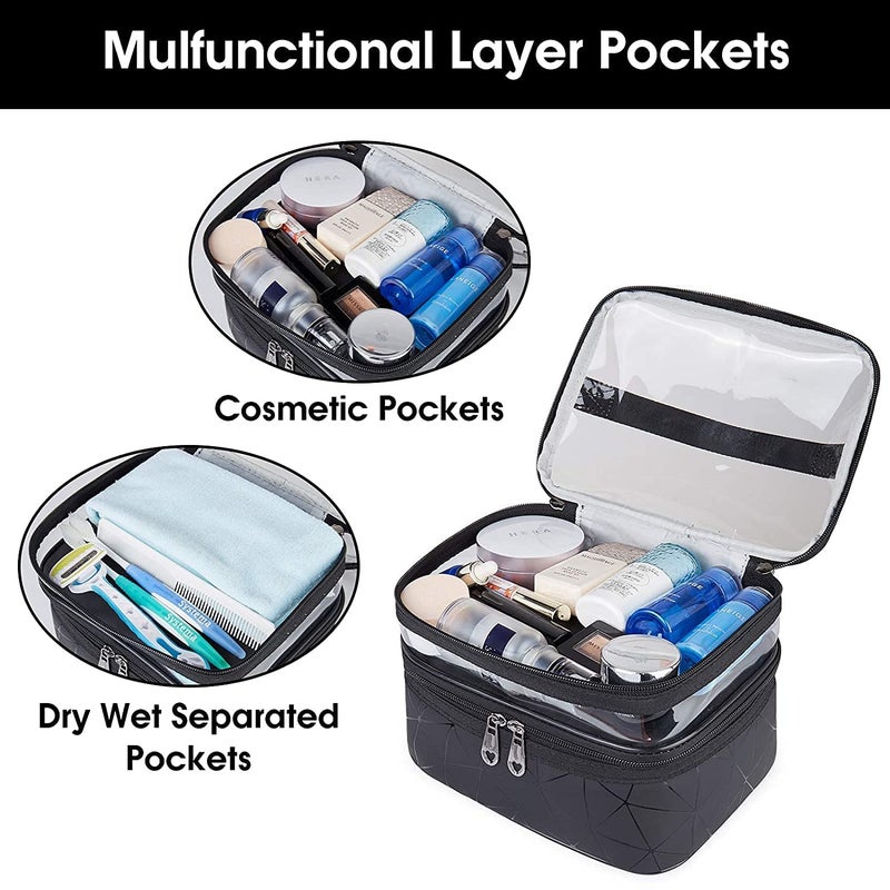 BESTOTTAM Makeup Pouch Travel Toiletry Cosmetic Bag Organizer for Women Toiletry Bag Pouch Cases Travel Pouch for Brush Makeup Holder Black - Image 5