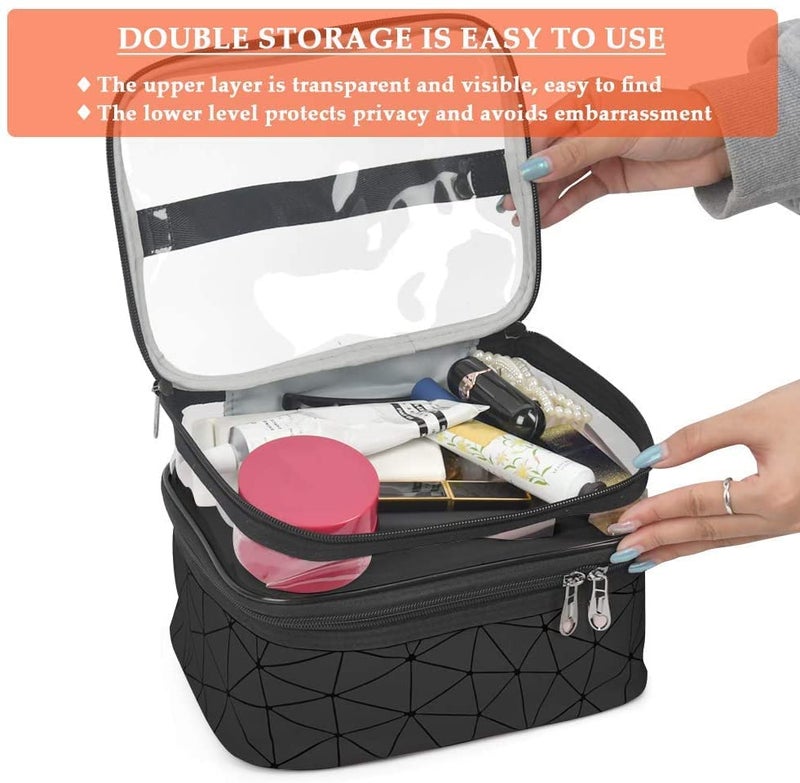 BESTOTTAM Makeup Pouch Travel Toiletry Cosmetic Bag Organizer for Women Toiletry Bag Pouch Cases Travel Pouch for Brush Makeup Holder Black - Image 3