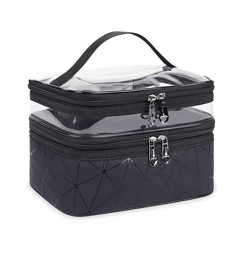 BESTOTTAM Makeup Pouch Travel Toiletry Cosmetic Bag Organizer for Women Toiletry Bag Pouch Cases Travel Pouch for Brush Makeup Holder Black - Image 1