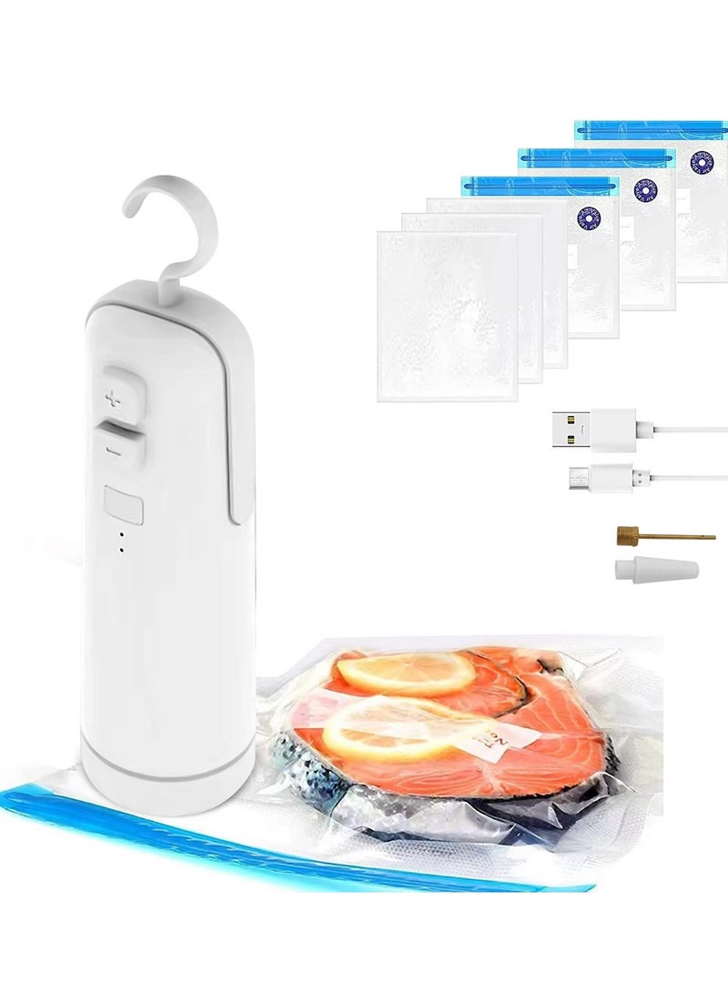 SYOSI Handheld Vacuum Sealer Machine Rechargeable 4 in 1 Multifunction Heat Sealer Cutter Inflation Tool Portable Mini Food Bag Saver for Jars Meat Storage Chamber Snacks Fresh - Image 1