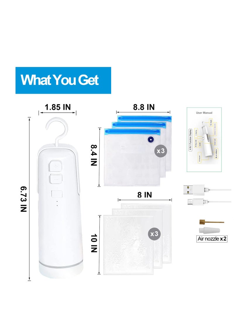 SYOSI Handheld Vacuum Sealer Machine Rechargeable 4 in 1 Multifunction Heat Sealer Cutter Inflation Tool Portable Mini Food Bag Saver for Jars Meat Storage Chamber Snacks Fresh - Image 5
