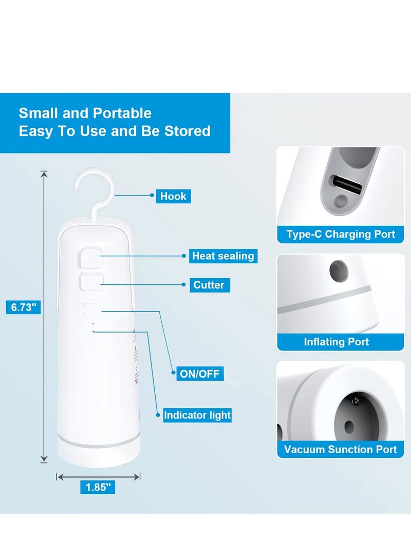 SYOSI Handheld Vacuum Sealer Machine Rechargeable 4 in 1 Multifunction Heat Sealer Cutter Inflation Tool Portable Mini Food Bag Saver for Jars Meat Storage Chamber Snacks Fresh - Image 2
