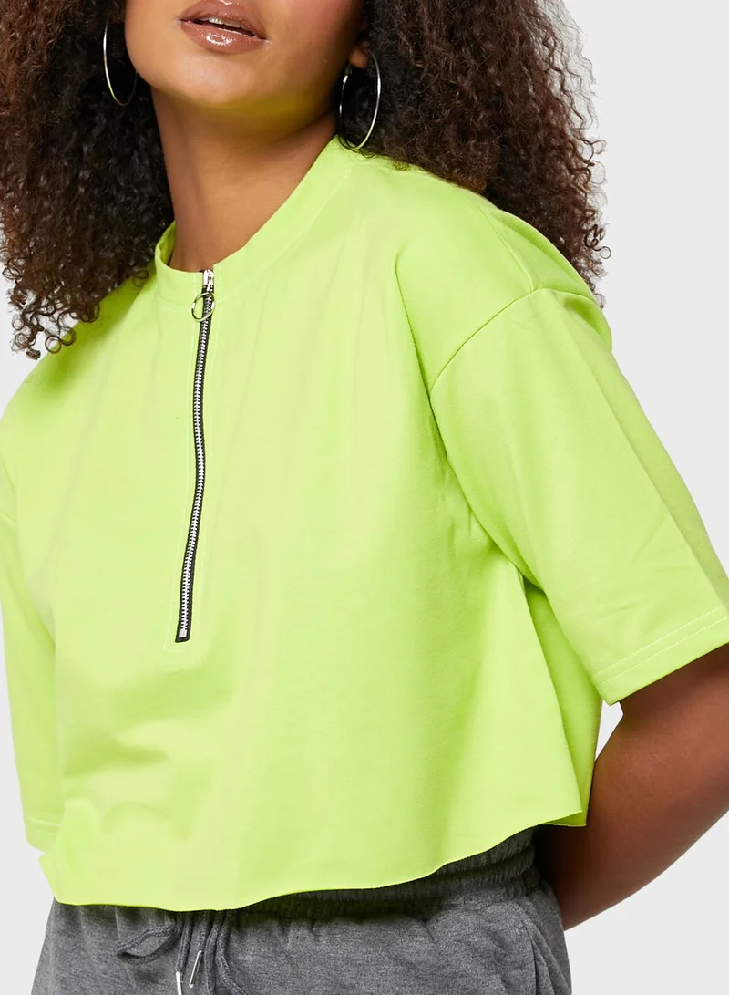 Ginger Basics Zipper Neck Crop Top