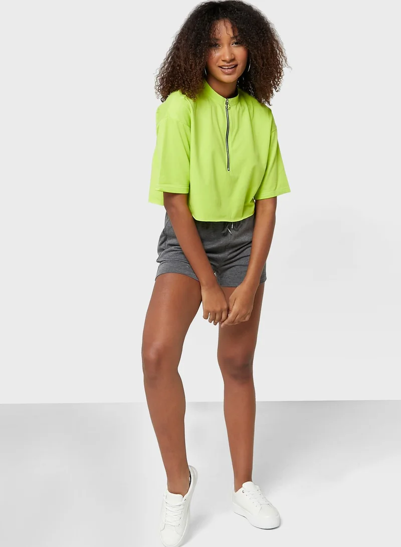 Ginger Basics Zipper Neck Crop Top