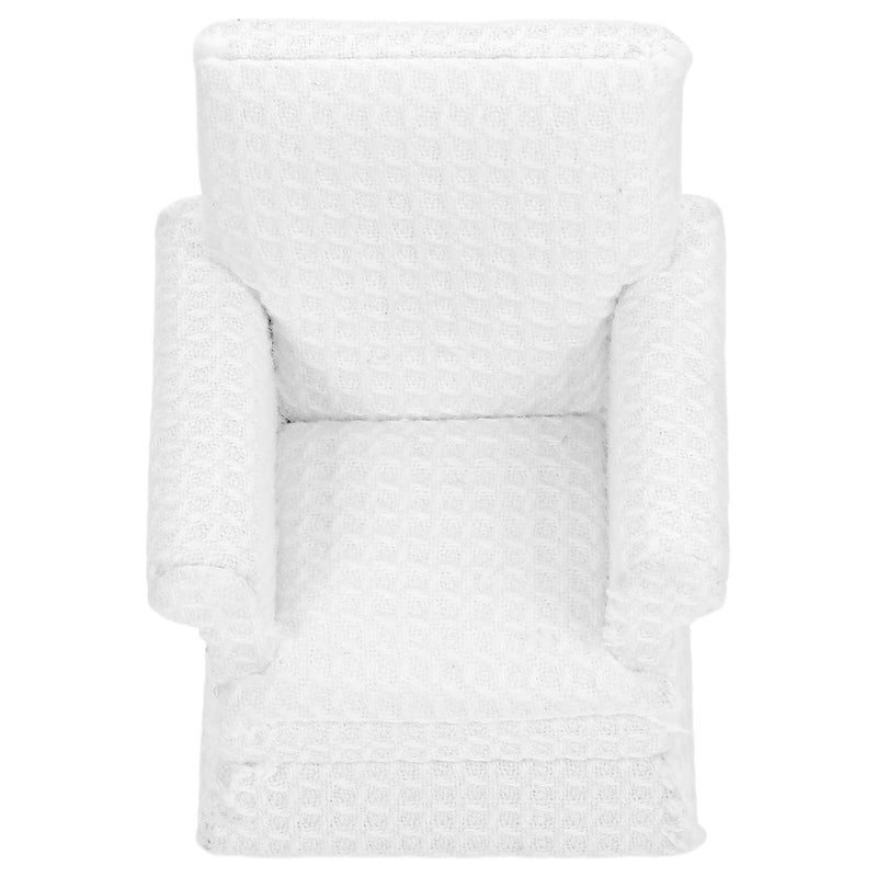 White Fabric Miniature Dollhouse Sofa Model Tiny Living Room Furniture Collectible - Image 2
