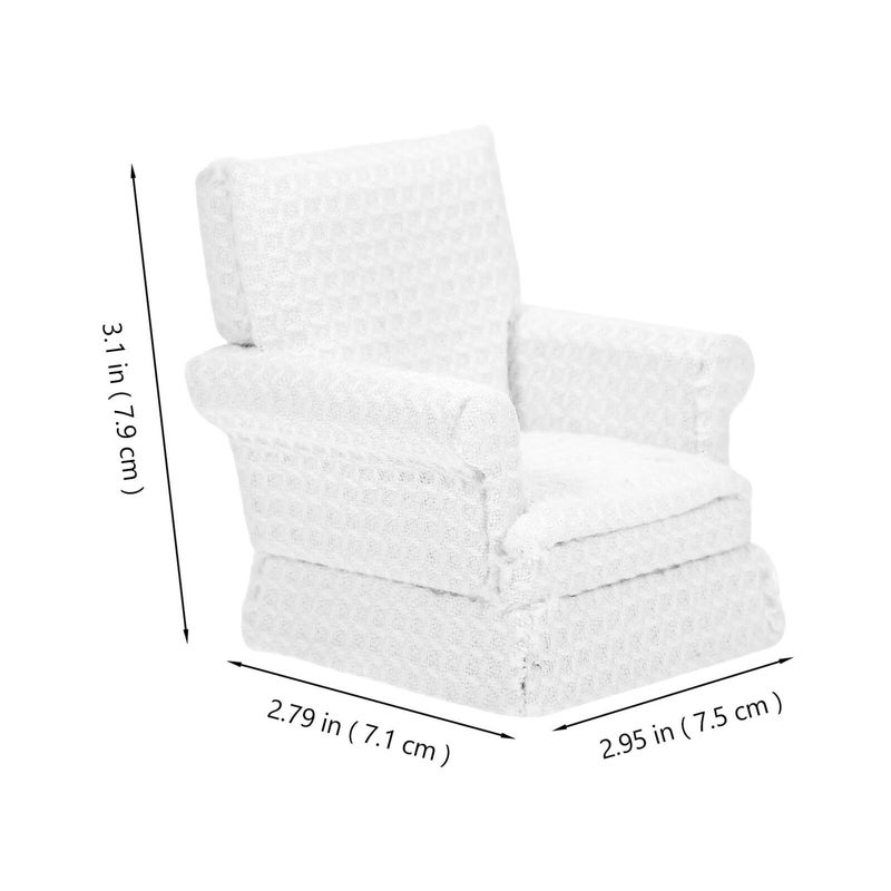 White Fabric Miniature Dollhouse Sofa Model Tiny Living Room Furniture Collectible - Image 3