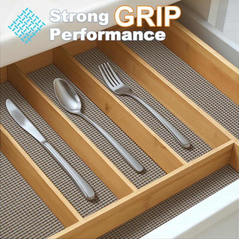 Songrey Non-Adhesive Drawer and Shelf Liner, Non Slip Cabinet Liners, Protect Kitchen Cupboard, Bathroom Drawers, Breathable, Thick Strong Grip mat (12IN x 10FT, Black) - Image 3