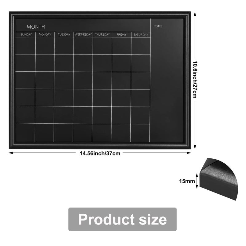 TORASO Calendar Chalkboard,Small Magnetic Surface Black Wood Frame Chalk Board for Planning,10.6 x 14.6 inches,School Timetable Memo, Hanging Board for Office, School and Home(YLHB-BK-2737) - Image 2