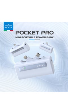 Brave Ultra-Small Power Bank 5000mAh, 22.5W USB-C Fast Charging, Portable Charger with Built-in Type-C and Lightning Connectors, LED Display, Compatible with iPhone 16, 15, 14, 13, 12, Samsung Galaxy 25, 24, 23, 22, iPad, AirPods Pro, and Other Android Devices (Blue)  - Image 2