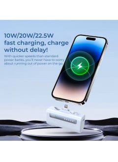 Brave Ultra-Small Power Bank 5000mAh, 22.5W USB-C Fast Charging, Portable Charger with Built-in Type-C and Lightning Connectors, LED Display, Compatible with iPhone 16, 15, 14, 13, 12, Samsung Galaxy 25, 24, 23, 22, iPad, AirPods Pro, and Other Android Devices (Blue)  - Image 4