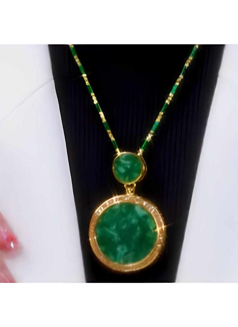 REOCLE Women's Pendant Necklace Imitation Jade Inlaid Necklace Adjustable Protective Necklace Good Fortune Pendant Necklace Amulet Gifts for Ladies  - Image 4