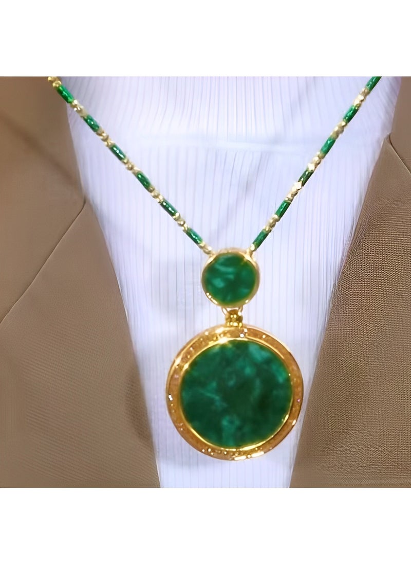 REOCLE Women's Pendant Necklace Imitation Jade Inlaid Necklace Adjustable Protective Necklace Good Fortune Pendant Necklace Amulet Gifts for Ladies  - Image 2