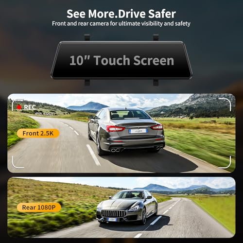 JOMISE C810 CarPlay Mirror Dash Cam Front and Rear - 2.5K Rear View Mirror Camera, HDR Night Vision, FM/Wireless Audio, DIY 10-Min Install, Extreme Temp Resistant for Snowbelt & Vintage Cars - Image 3