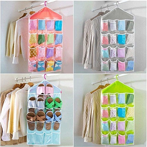 MOHAK MOHAK Multifunction Clear 16 Pockets Socks Shoe Toy Underwear Slippers Jewelry Sorting Storage Bag Door Wall Hanging Closet Organizer  - Image 4