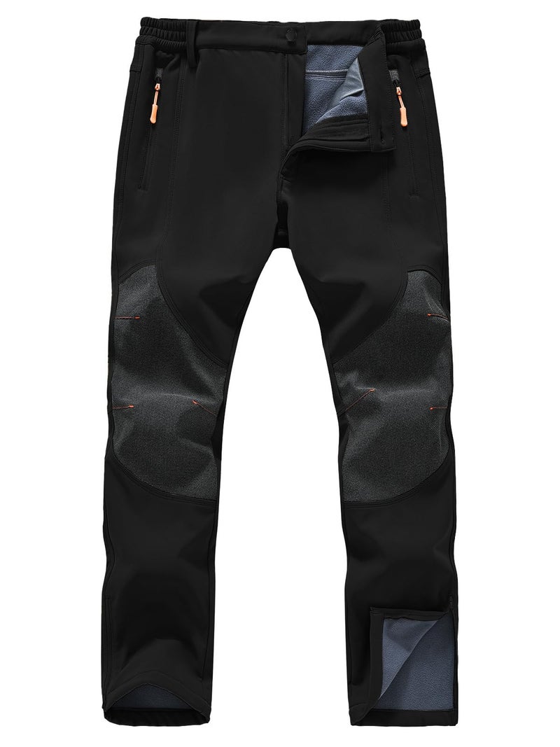 SPOSULEI Mens Ski Waterproof Insulated Pants Fleece Lined Softshell Snow Hiking Snowboard Outdoor Pants with Zipper Pockets Black 34Wx34L - Image 1