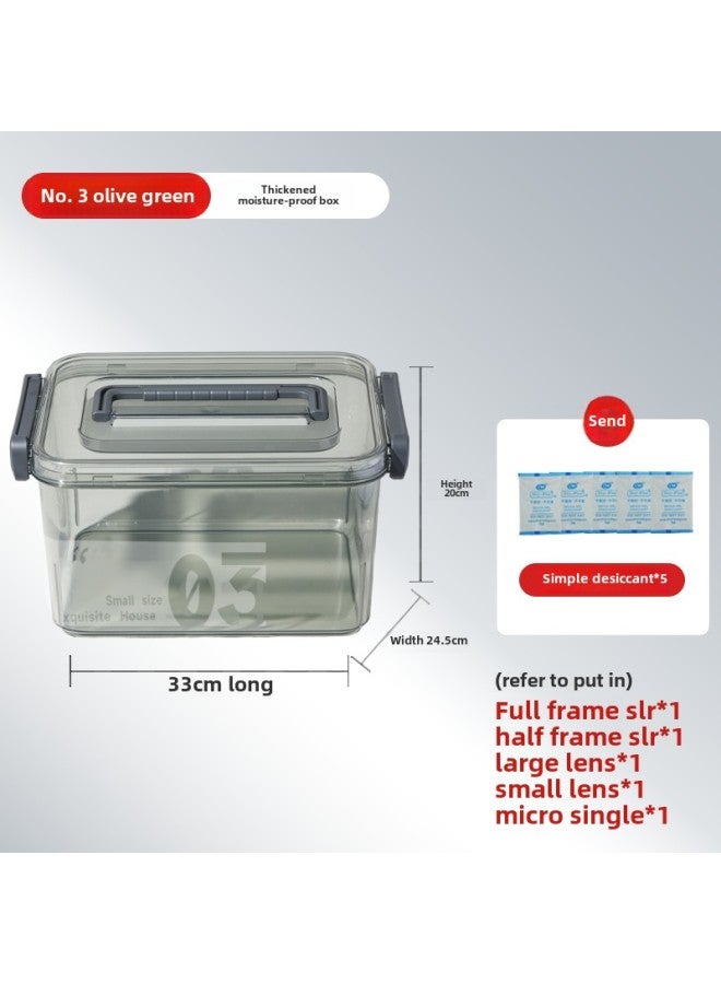 Camera Moisture-proof Box SLR Lens Drying Box Photographic Equipment Electronic Components Tea Collector Sealed Box-Color:No. 3 Olive Green (comes With Desiccant/sealing Strip)⚑⚑  - Image 1