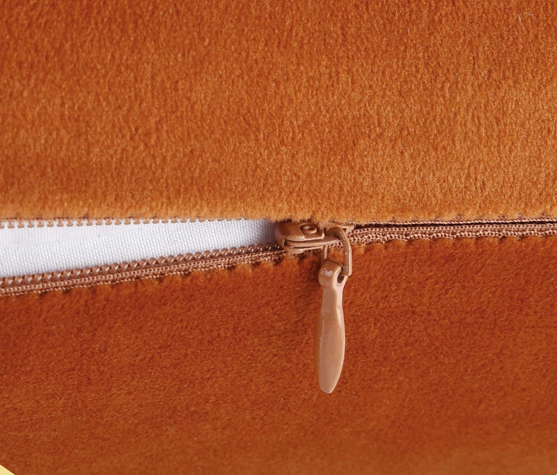 Mixhug Set of 2 Cozy Velvet Rectangle Decorative Lumbar Throw Pillow Covers for Couch and Bed, Burnt Orange, 12 x 20 Inches - Image 2