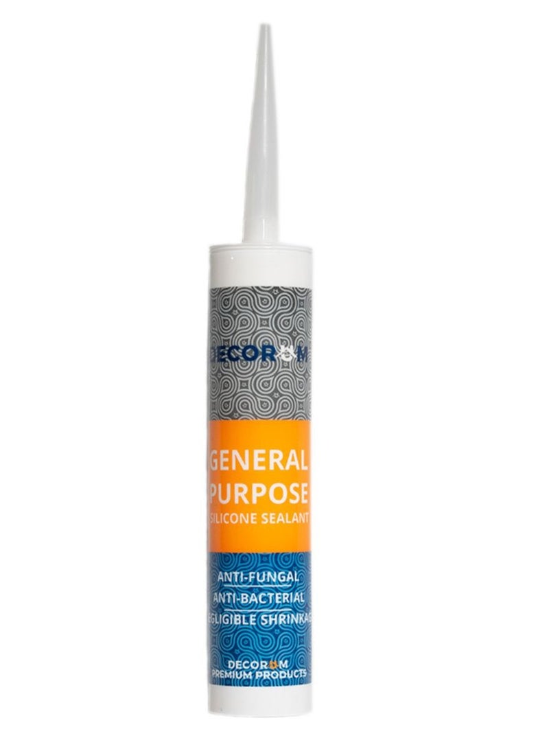 Decorum GP Acetoxy Silicone Sealant For Glazing And Weatherproofing, Anti-Fungal, Interior And Exterior Use, 310ml Cartridge - Image 1
