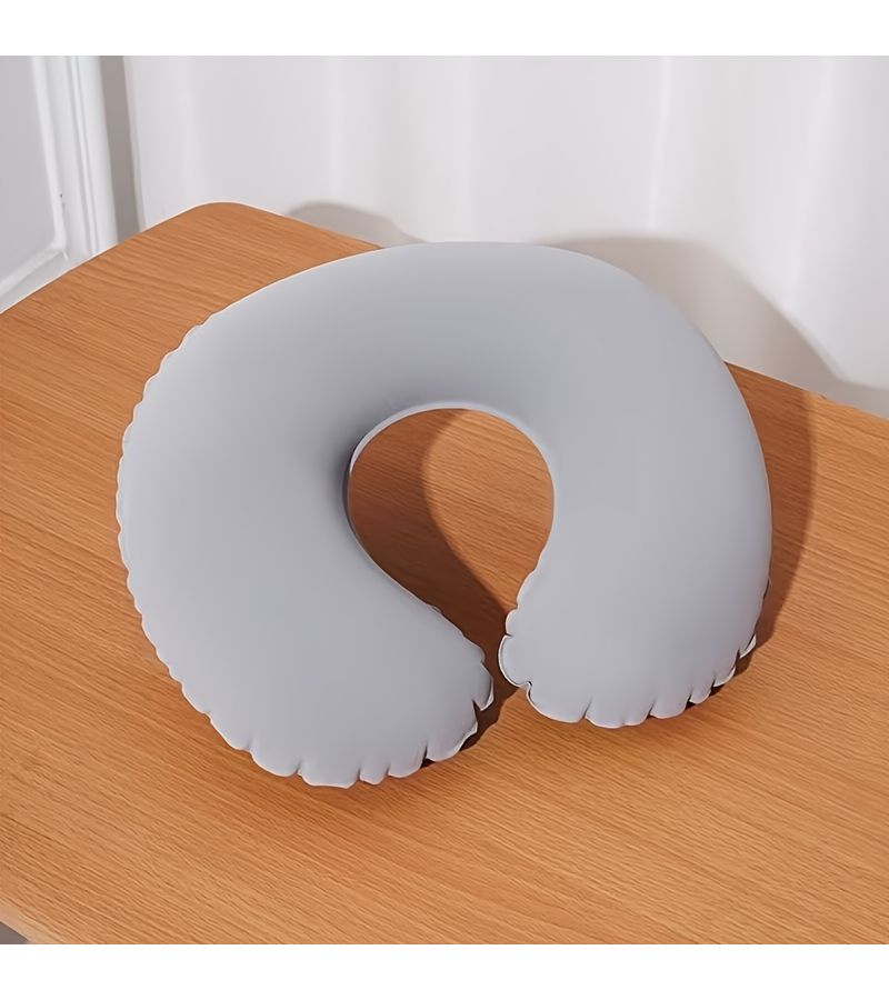 Grey Ergonomic U Shaped Neck Pillow Travel Office Cervical Support Lightweight Portable Dual Purpose for Airplane Car Bed Compression Fitting Design - Image 5