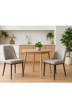 Set of 2 Modern Faux Leather Dining Chairs, High Back with Soft Seat, Metal Side Legs, Grey, 44 x 40 x 90 cm, Ideal for Kitchen, Dining Room, Living Room, Vanity Table