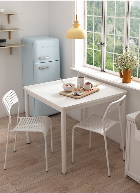 Set of 2 multifunctional white kitchen chairs with metal legs