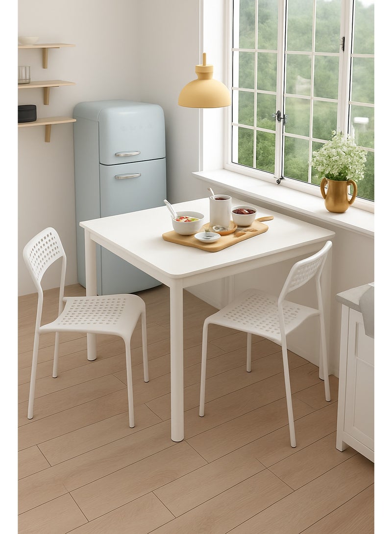 المفرج طقم 2 كرسي مطبخ متعدد الاستخدامات ابيض ارجل حديد