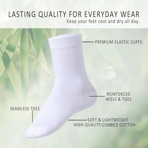 EPEIUS Kids Crew Socks School Socks for Boys Girls Uniform Seamless Socks Toddler Dress Socks White Navy Black 6 Pack 8-11 Years Old L - Image 3