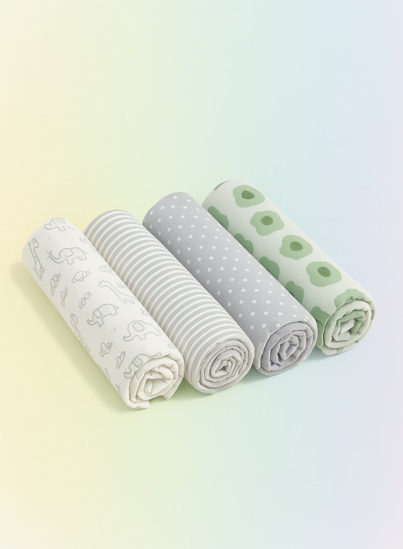 Kisunya Swaddle Blanket - 4pcs Neutral Baby Swaddle Blanket Set – Soft Cotton Newborn Wraps with Minimalist Love and Valentine’s Day Designs, Unisex Swaddling Blankets for Boys and Girls, Lightweight, Breathable, Ideal for Sleeping, Cuddling, and Baby Shower Gifts - Image 1