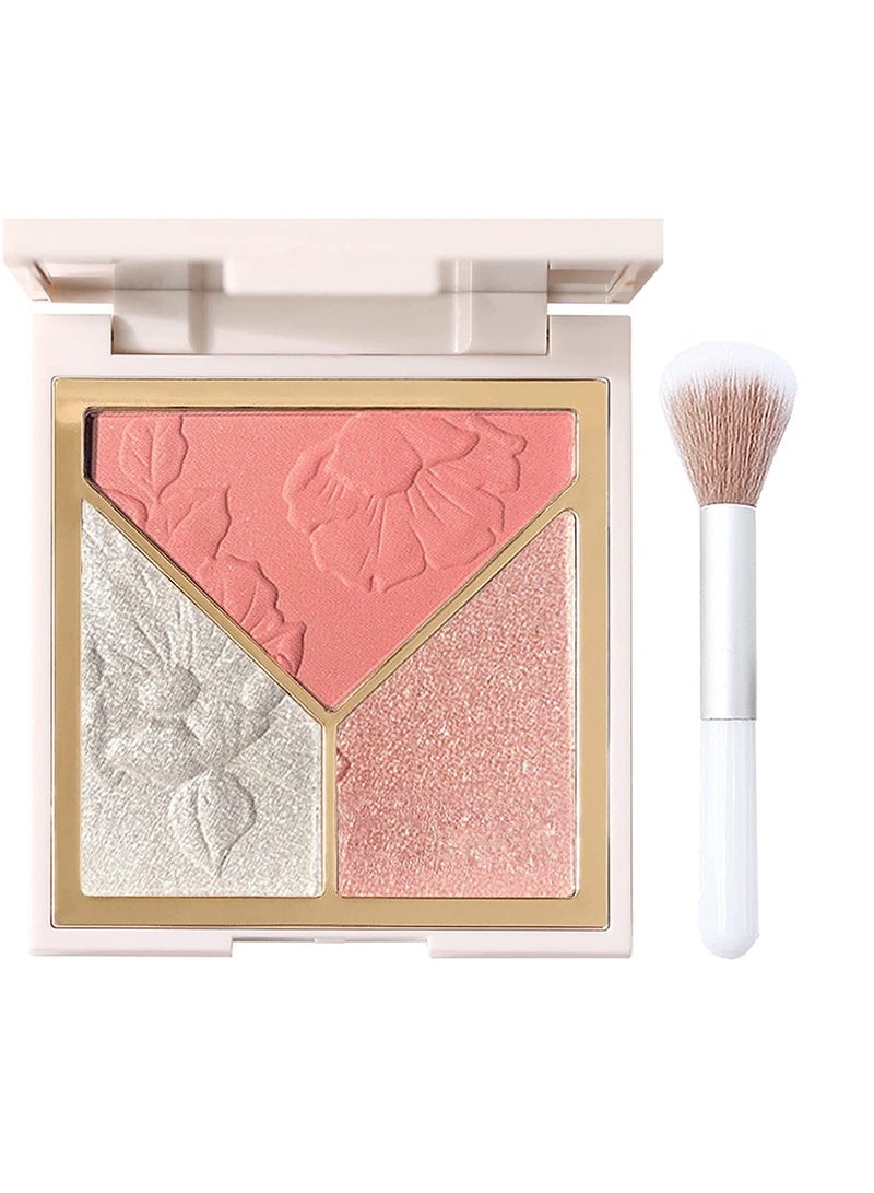 SYOSI Highlighters Makeup Highly Pigmented Powder Highlighter Face Repair Plate 3 In 1 for Women Natural Look Long Lasting Sweat Resistant Radiant Finish Silky Shimmery  - Image 1