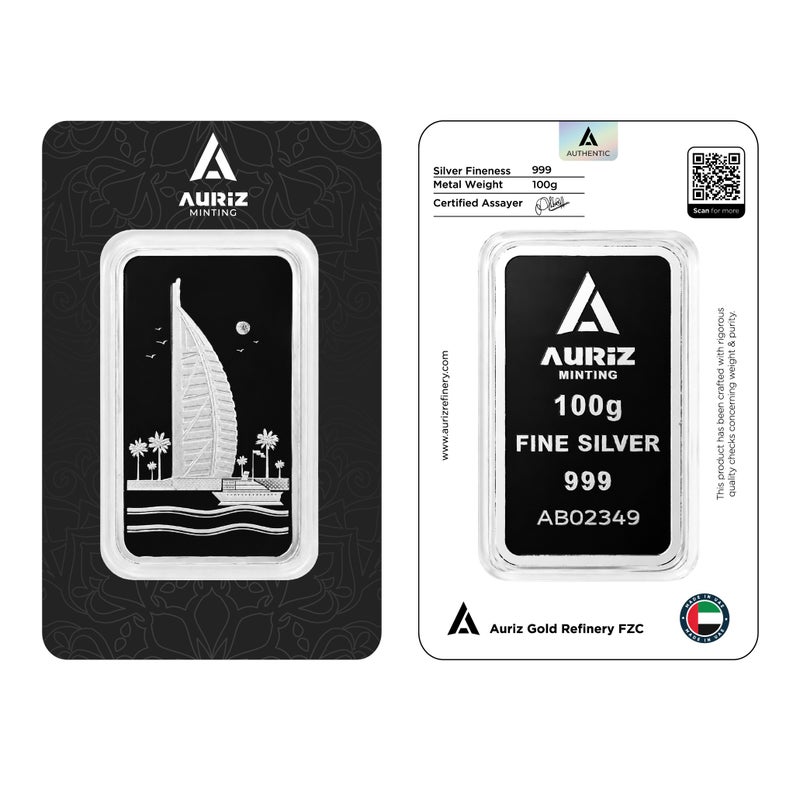 AURIZ MINTING Auriz Mint 100g Fine Silver Bar – 999 Purity - Image 3