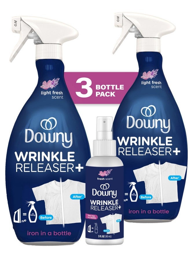 Downy Downy Wrinkle Releaser Spray, Travel Size Spray + 16.9 Fl Oz Pack of 2, All In One Formula, Removes Wrinkles, Static and Odors, Light Fresh Scent - Image 1