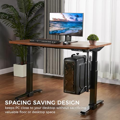 EUREKA ERGONOMIC CPU Holder Under Desk Mount, Computer Tower Holder 360° Swivel Height & Width Adjustable, Holds up to 44 lbs, Fits Most Computer Tower, Black - Image 2