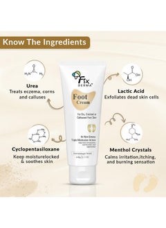 FIXDERMA 5% Lactic Acid, 15% Urea, 3% Glycerine, Foot Cream For Dry & Cracked Feet, Moisturizes And Soothes Feet, Heel Repair Paraben & Sulphate Free, All Skin Types 60 Ml  - Image 4