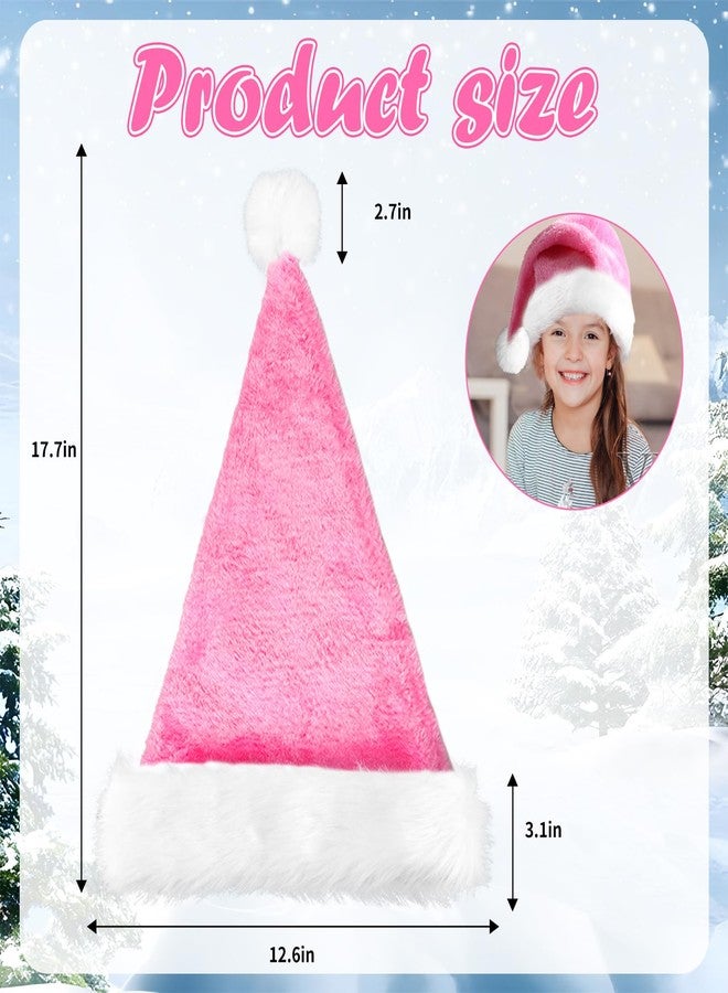 FSAIUIS Pink Christmas Santa Hat for Adults,Unisex Velvet Xmas Santa Hats Hat Extra Plush for New Year Holiday Party Supplies - Image 3