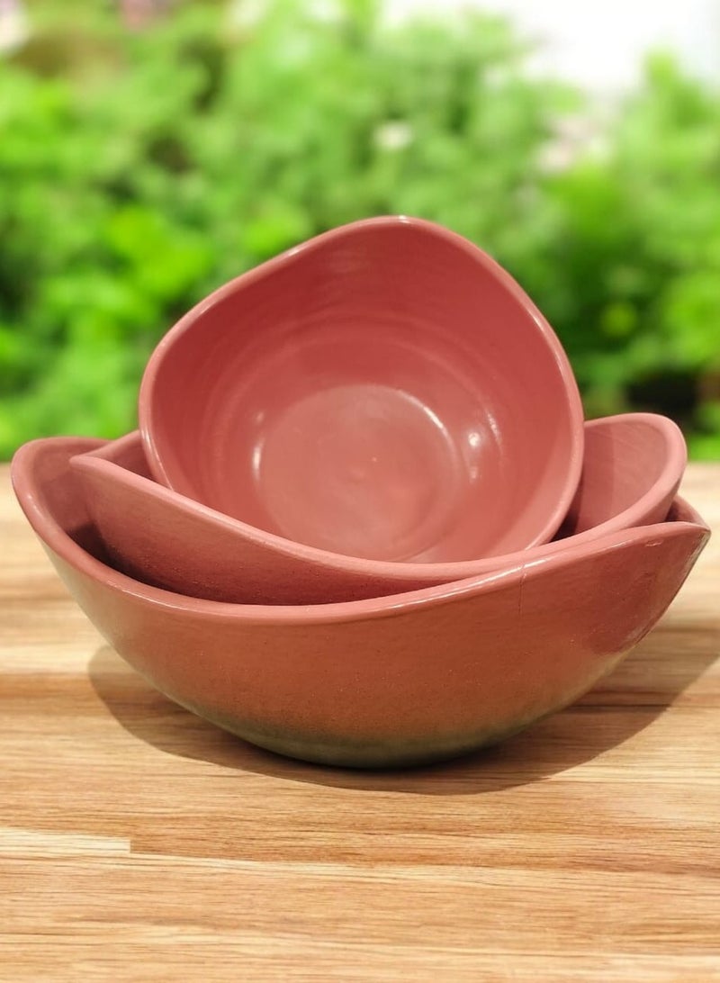 كلور زون بوتري طقم طواجن صواني من الفخار و الخزف مكون من 3 قطع باحجام مختلفة شغل يدوي امن داخل الافران - Image 3