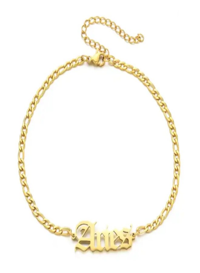 metaltree98 LADY'S STAINLESS STEEL ZODIAC ANKLET (ARIES/GOLD) - Image 1