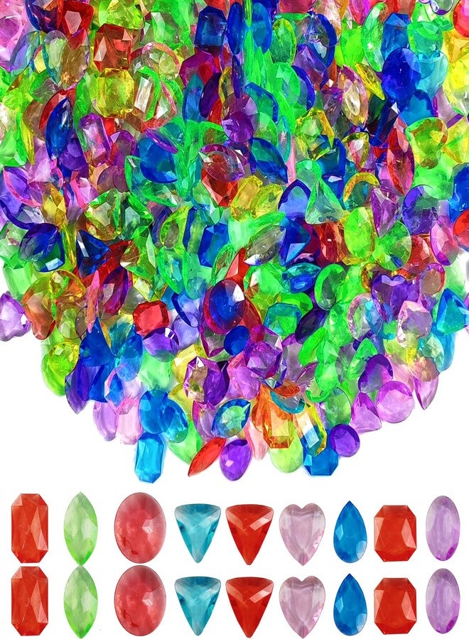 ROYHOO 150PCS Pool Diving Gems Toys, Colorful Crystals Pirate Treasure Jewels Acrylic Gems Plastic Diamonds Gemstones for Vase Filler Summer Beach Toys Home Decor Party Favors - Image 1