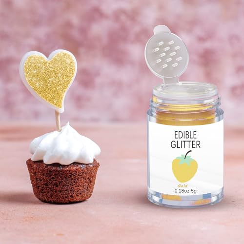 Colaele Gold Edible Glitter Glimmer Powder for Cakes Drinks - Colaele 5 grams Food Grade Luster Dust Metallic Food Decorating Sprinkle Disco Brew Dust for Cake Decorations Wine Beverage Candy Dessert, Vegan - Image 4