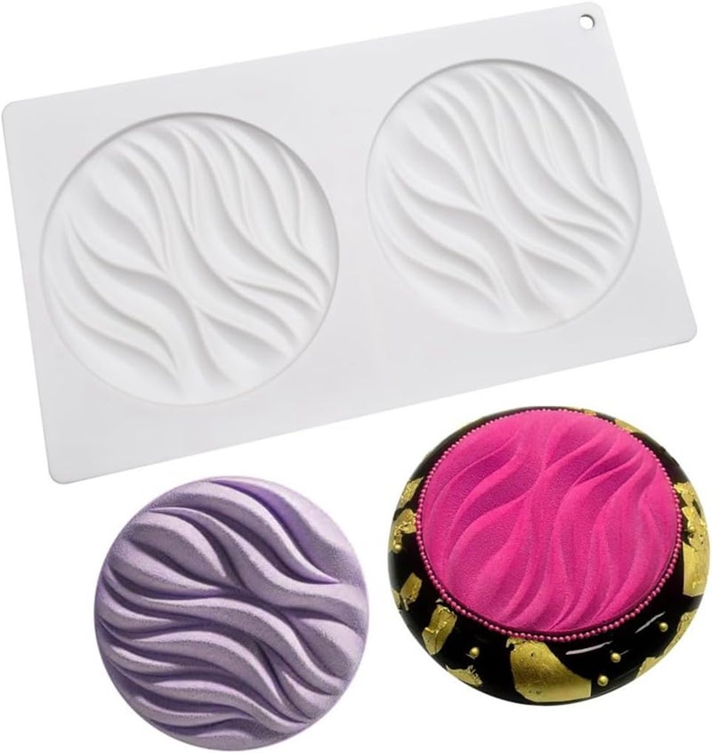 mostsom Silicone Molds Baking Mold for Mousse Cake, Silicone Mold for Chocolate, French Dessert Mold for Pastry Chocolate, Reusable Non-Stick Easy Release Baking Molds (D_ Round Wave) - Image 1