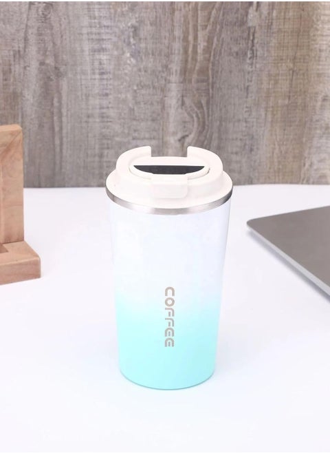 Stainless Steel Double Wall Coffee Mug with Leak-Proof Design and Reusable Tea Flip Lid in Easy-Grip Size for Hot and Cold Drinks