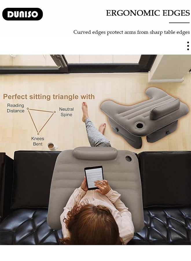 DUNISO - Inflatable Reading Pillow, Portable Gaming Pillow for Bed Soft Air Lap Desk Foldable Arm Rest Bed Table Pillow for Adult Student Reading, Gaming, Playing, Working in Bed Couch Floor Sofa - Image 1