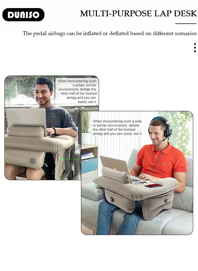DUNISO - Inflatable Reading Pillow, Portable Gaming Pillow for Bed Soft Air Lap Desk Foldable Arm Rest Bed Table Pillow for Adult Student Reading, Gaming, Playing, Working in Bed Couch Floor Sofa - Image 1